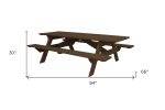 94" Dark Brown Solid Wood Outdoor Picnic Table