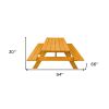 94" Natural Solid Wood Outdoor Picnic Table with Umbrella Hole