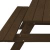 94" Dark Brown Solid Wood Outdoor Picnic Table with Umbrella Hole