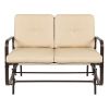 UV-Resistant Beige 2 Seater Ergo Patio Glider Loveseat Rocking Chair Bench