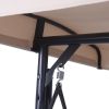 Beige Adjustable 3 Seat Cushioned Porch Patio Canopy Swing Chair