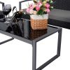 4 Piece Black / Gray Complete Patio Rattan Set with Matching Table