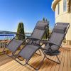 Set of 2 Grey Folding Outdoor Zero Gravity Lounge Chair Recliner