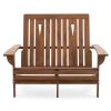 Outdoor 4-ft Adirondack Chair Loveseat Garden Bench in Natural Wood Finish