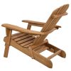Folding Wood Adirondack Chair with Pull-Out Foot Rest Ottoman