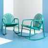 Retro Powder Coated Steel Rocking Chair Glossy Turquoise (Set of 2)