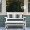 4 Ft Traditional Solid Wood Outdoor Patio Glider Swing Bench in White