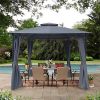 10x10 Ft Outdoor Patio Garden Gazebo Tent, Shading, Canopy With Curtains,Gray
