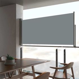Patio Retractable Side Awning 23.6"x118.1" Gray