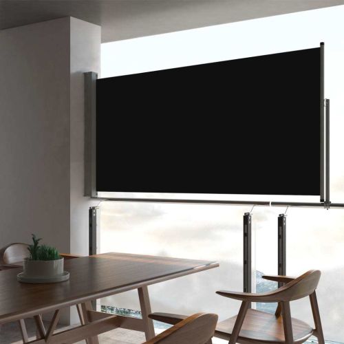 Patio Retractable Side Awning 31.5"x118.1" Black