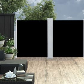 Patio Retractable Double Side Awning 66.9"x236.2" Black