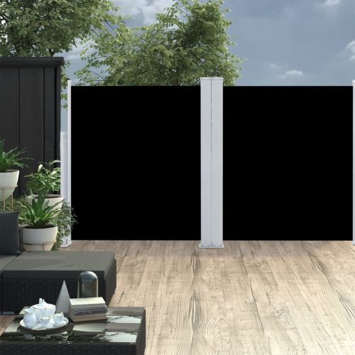 Patio Retractable Double Side Awning 66.9"x236.2" Black