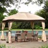 U_STYLE 9.8 Ft. W x 11.8 Ft. D Patio Outdoor Gazebo, Double Roof Soft Canopy Garden Backyard Gazebo with Mosquito Netting Suitable for Lawn, Garden, B