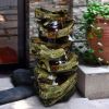 Indoor Outdoor 5-Tier Floor Rack Water Fall Fountain with White LED Light for Patio Yard Garden Lawn