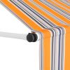 Manual Retractable Awning 157.5" Yellow and Blue Stripes