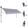 Manual Retractable Awning with LED 137.8" Blue and White