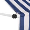 Manual Retractable Awning 39.4" Blue and White Stripes