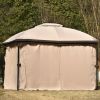 U_STYLE 9.8 Ft. W x 11.8 Ft. D Patio Outdoor Gazebo, Double Roof Soft Canopy Garden Backyard Gazebo with Mosquito Netting Suitable for Lawn, Garden, B