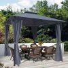 10x10 Ft Outdoor Patio Garden Gazebo Tent, Shading, Canopy With Curtains,Gray