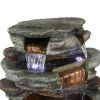 48inches Outdoor Garden Water Fountain with LED Light for Garden, Deck, Porch and Home Art Decor