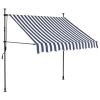 Manual Retractable Awning with LED 59.1" Blue and White