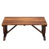 2-Person Rustic Garden Bench; Outdoor Wagon Wheel Porch Bench for Backyard Patio Garden; Brown