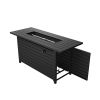 50 inch Gas Fire Pit Table Outdoor Propane Fire Pit Table, 50000BTU Fire Table, Retangular Black Firepit Table for Garden Backyard Deck Poolside Party