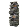 48inches Outdoor Garden Water Fountain with LED Light for Garden, Deck, Porch and Home Art Decor