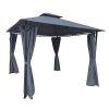 10x10 Ft Outdoor Patio Garden Gazebo Tent, Shading, Canopy With Curtains,Gray