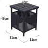 Patio Steel Bistro Dining Table with Umbrella Hole; Outdoor Leisure Coffee Table; Square Umbrella Table for Porch; Backyard; Garden; Black