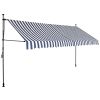 Manual Retractable Awning with LED 137.8" Blue and White