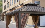 12*12FT patio gazebo with steel canopy; Outdoor Permanent Hardtop Gazebo Canopy for Patio;  Garden;  Backyard