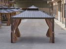 12*12FT patio gazebo with steel canopy; Outdoor Permanent Hardtop Gazebo Canopy for Patio;  Garden;  Backyard