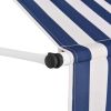 Manual Retractable Awning 98.4" Blue and White Stripes