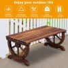 2-Person Rustic Garden Bench; Outdoor Wagon Wheel Porch Bench for Backyard Patio Garden; Brown