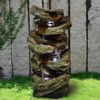 Indoor Outdoor 5-Tier Floor Rack Water Fall Fountain with White LED Light for Patio Yard Garden Lawn