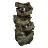 Indoor Outdoor 5-Tier Floor Rack Water Fall Fountain with White LED Light for Patio Yard Garden Lawn