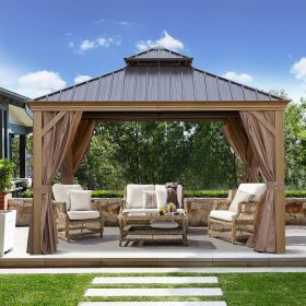 12*12FT patio gazebo with steel canopy,Outdoor Permanent Hardtop Gazebo Canopy for Patio, Garden, Backyard (Color: as Pic)