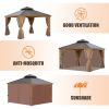 12*12FT patio gazebo with steel canopy,Outdoor Permanent Hardtop Gazebo Canopy for Patio, Garden, Backyard