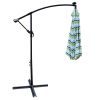 10 ft Outdoor Patio Umbrella Solar Powered LED Lighted Sun Shade Market Waterproof 8 Ribs Umbrella with Crank and Cross Base for Garden Deck Backyard