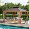 12*12FT patio gazebo with steel canopy,Outdoor Permanent Hardtop Gazebo Canopy for Patio, Garden, Backyard