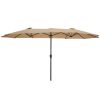 15x9ft Large Double-Sided Rectangular Outdoor Twin Patio Market Umbrella w/Crank-burgundy