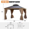 12*12FT patio gazebo with steel canopy,Outdoor Permanent Hardtop Gazebo Canopy for Patio, Garden, Backyard